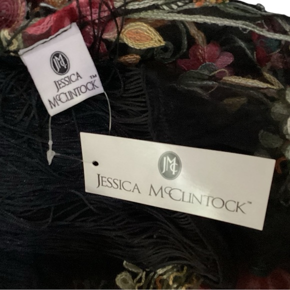 Jessica McClintock Kimono Open Cardigan Sheer Boho Embroidered Floral - Picture 3 of 8